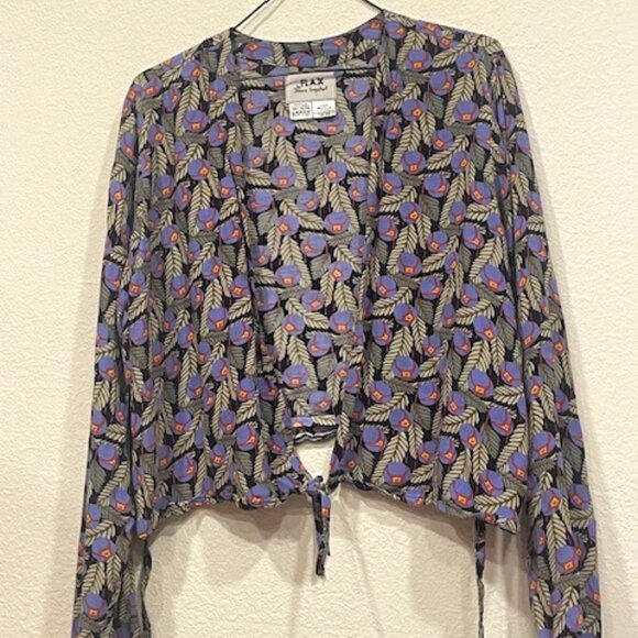 Multicolored, psychedelic wrap blouse - Picture 1 of 1